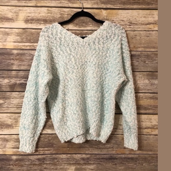 Deb Acrylic Vintage Sweater Blue White - Picture 3 of 3